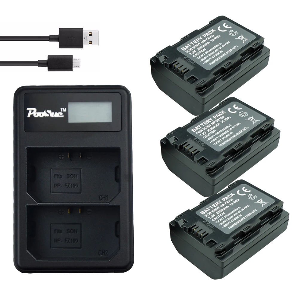 2280 мАч NP FZ100 батарея + LED np fz100 двойное зарядное устройство USB для Sony NPFZ100 BC QZ1 a9 a7R III a7