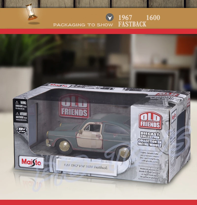 New Arrival Gift 1967 Old Version 1/24 Metal Model Classic Car Toys Collection Beauty Static History Witness Rusting Decoration |