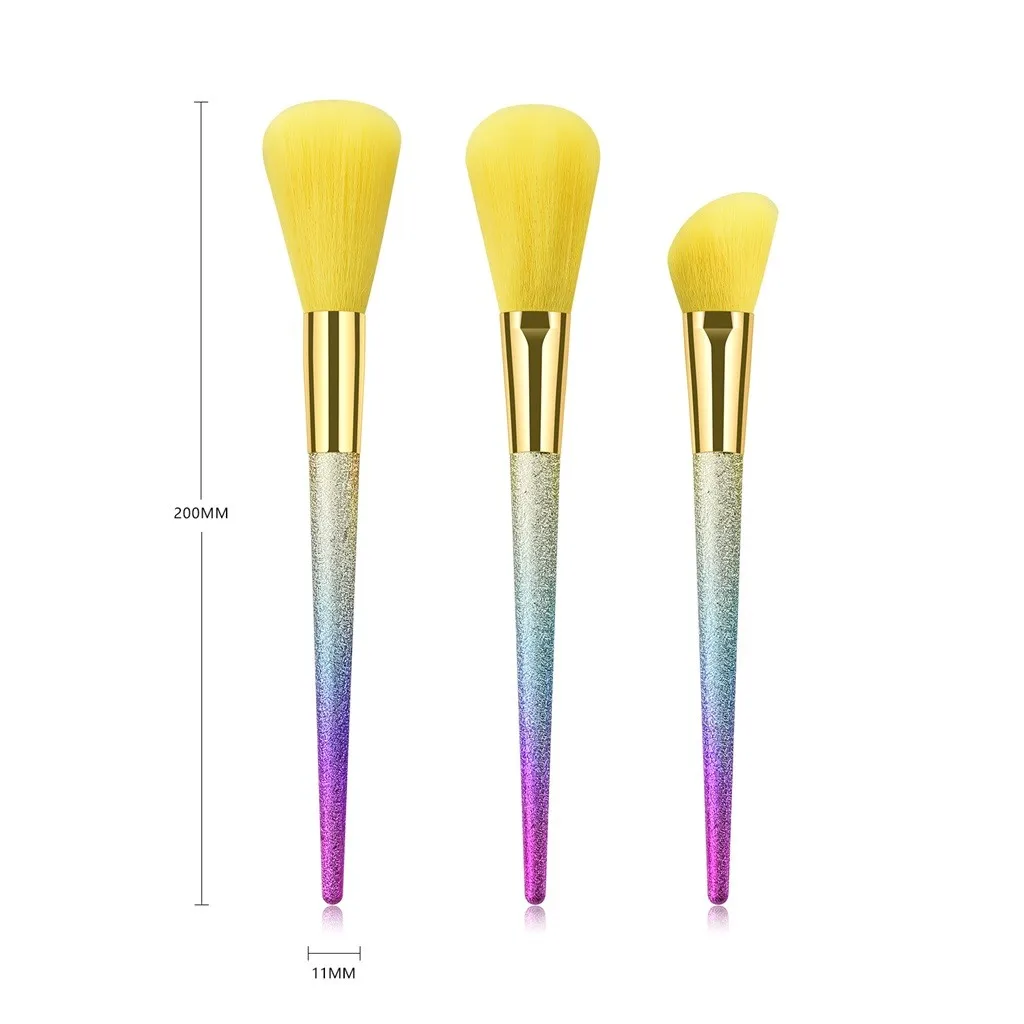3 шт. набор высококачественных кистей для макияжа конические матовые желтые