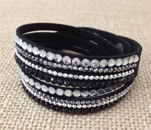 Женский подарок для девочки slake кожаный браслет ручной работы с блестящими