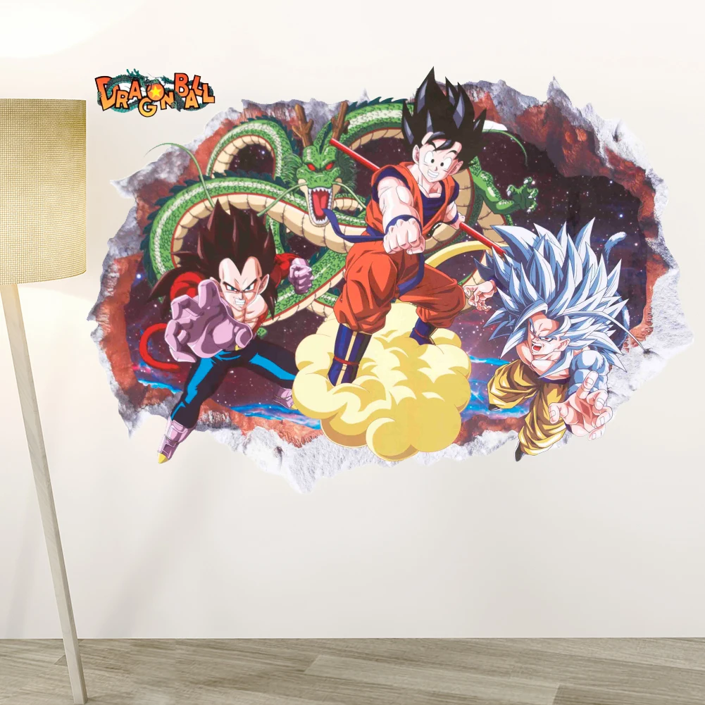 Dragon Ball Z Гоку мультфильм 3D дети аниме стены виниловые наклейки, переводной рисунок Настенный декор росписи Плакат своими руками подарок