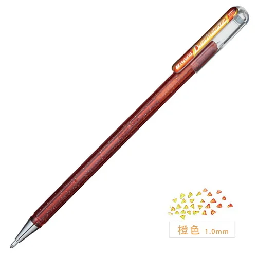 Orange Гибридный двойной гель с металлическим эффектом Pentel, ручка 1,0 мм, блестящие гелевые ручки для скрапбукинга, креативные канцелярские принадлежности для творчества, Kawaii, школьные принадлежности K110 - Цвет: Orange