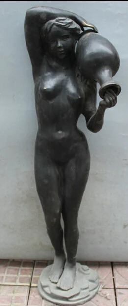 JP S0524 31&quot Chinese Bronze Stand sexy naked nude beauty belle peri Bottle Vase Statue B0403 | Дом и сад