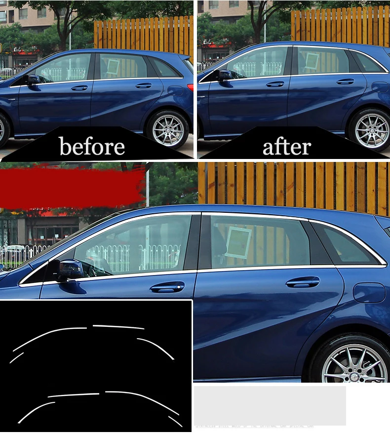 

Stainless steel Exterior Window Sill Lid Trims for mercedes benz B180 B200 B220 B250 W246 2012 2013 2014 -2017 2018 Car Styling