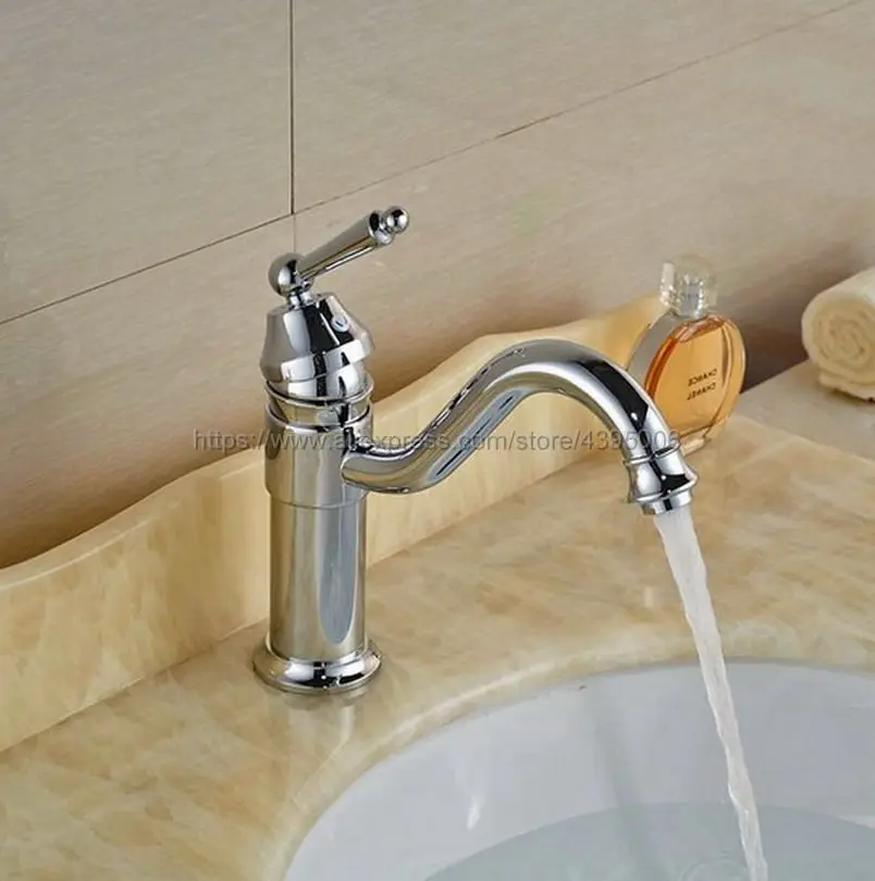 Смеситель для раковины с поворотным носиком современный хромированный