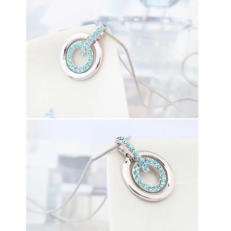 6 Цветов Мода Кристаллы ожерелье Платины Покрытием Кулон Ожерелье для женщин