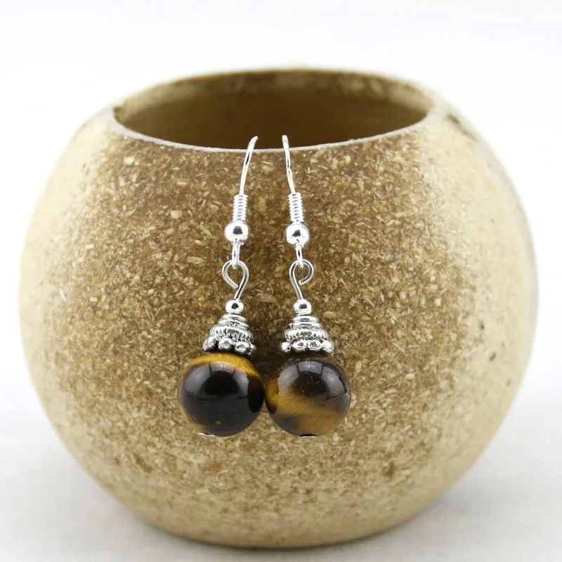 Модные серьги из натурального камня 8 видов гипоаллергенные подарок