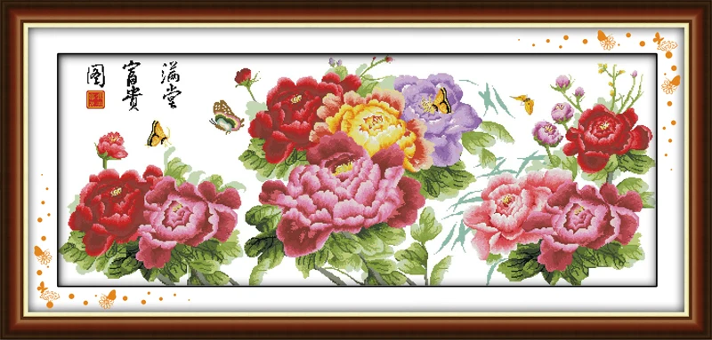 

Family wealth cross stitch kit flower 18ct 14ct 11ct count printed canvas stitching embroidery DIY handmade needlework