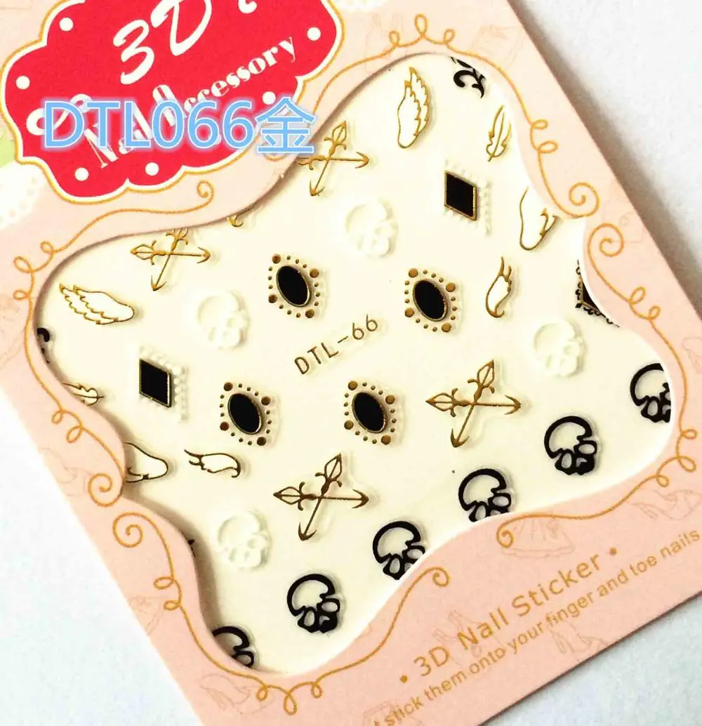 DTL066gold 30 стилей! 1, постельные простыни, модный 3D золотой лак для ногтей Черный наклеиваемые элементы украшения наклейти для дизайна ногтей советы Красота - Цвет: DTL066gold