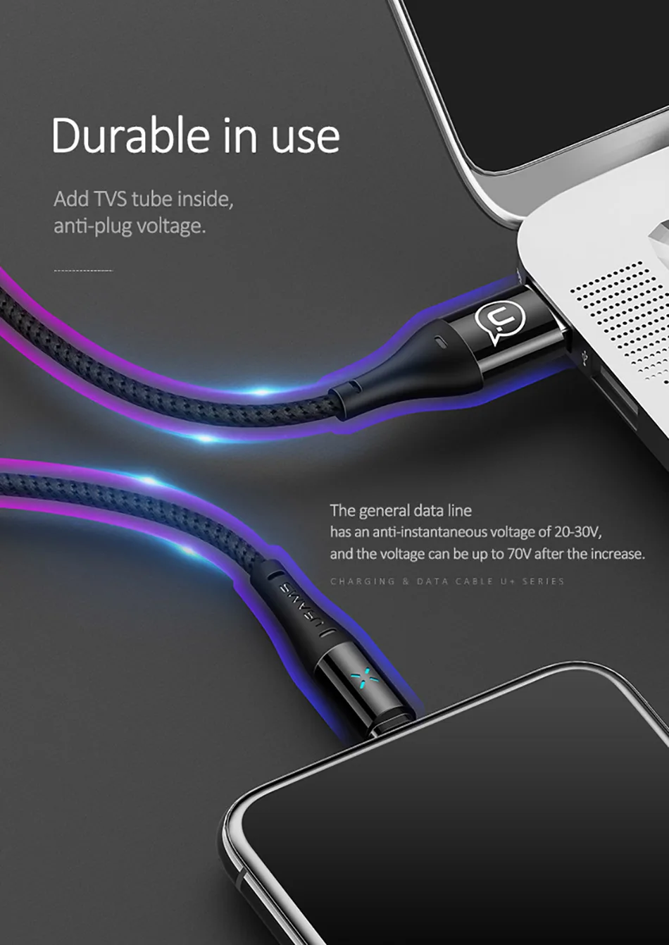 Мобильный телефон USB кабель для iPhone 6 6S кабель, USAMS 2A кабель для быстрой зарядки светодиодный светильник кабель синхронизации данных для iPhone X 8 7 6 5 5S SE 5c