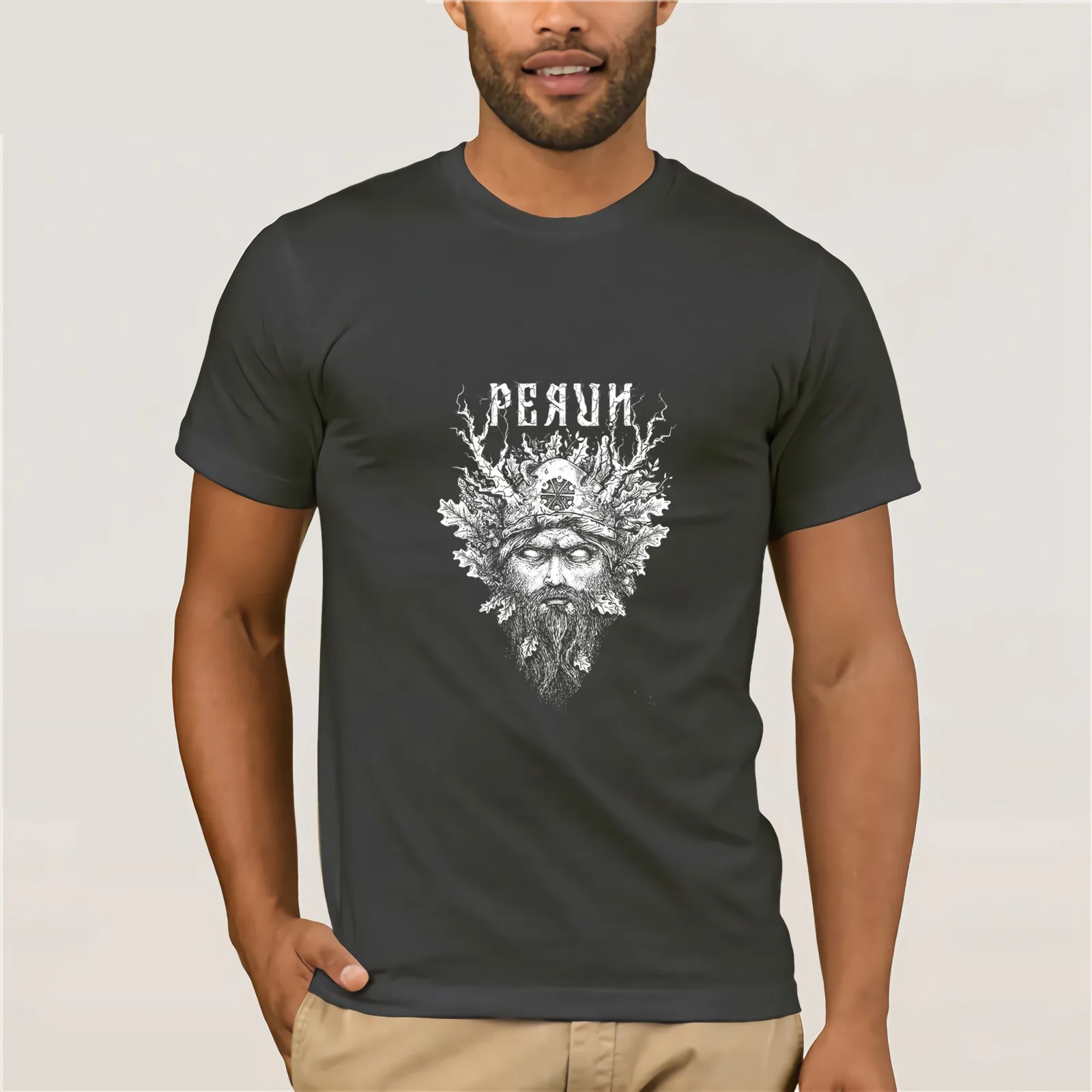 Perun-tee design for Tirval clothes хлопковая Футболка Молодежная трендовая Мужская футболка с