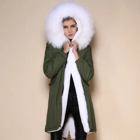 

Pure White Women Down Warm Filled Long item Fashion High Quality Parka