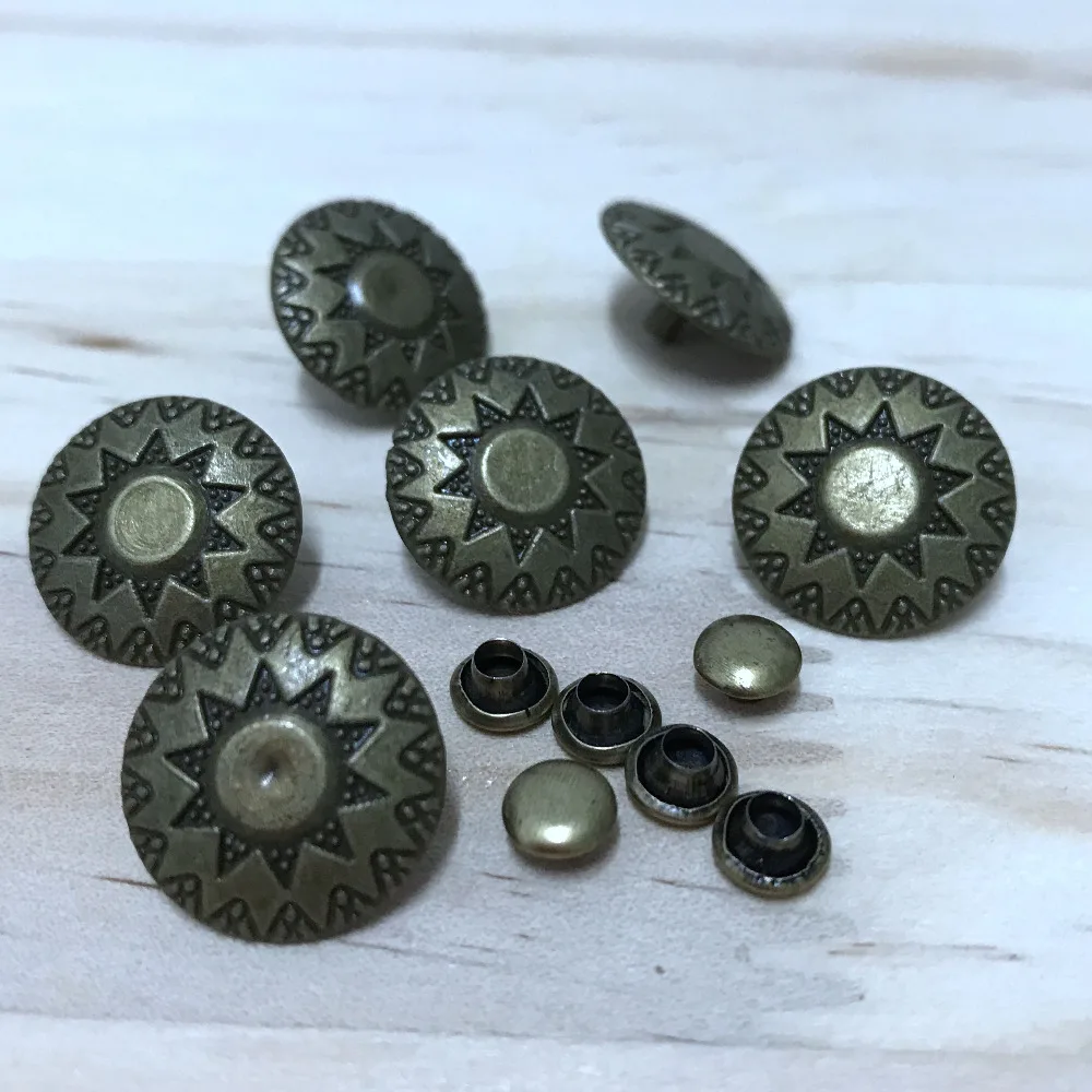

DIY 50PCS 16MM Bronze Round Sun Studs Rivet Punk Sunshine Spike Shoes Belt Bag Accessories Leather Craft Shipping Free