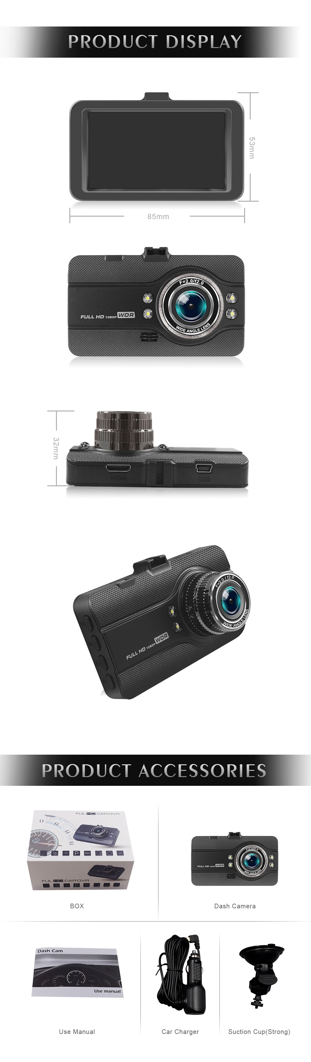 Автомобильный видеорегистратор, novatek авто камера 1080P 2," full hd видеорегистратор Регистратор
