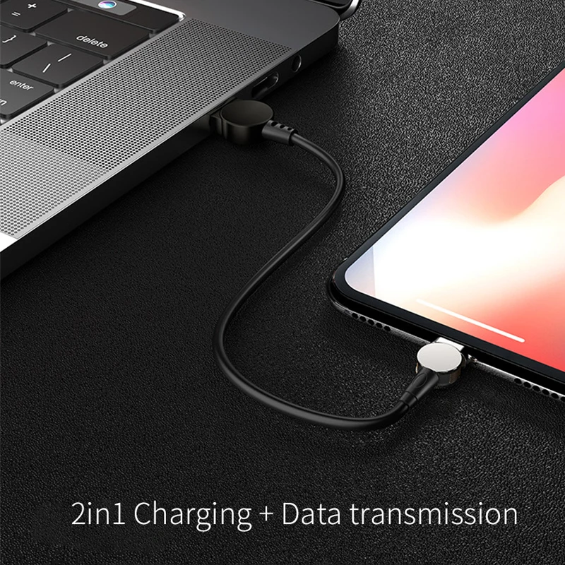 OUSU вращающийся 3A Быстрая зарядка 3 0 Micro usb type C Магнитный кабель системы освещения