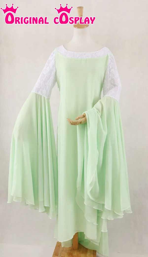 The Lord of the Rings Arwen Green Dress Costume Gown Hand Made Tailor |