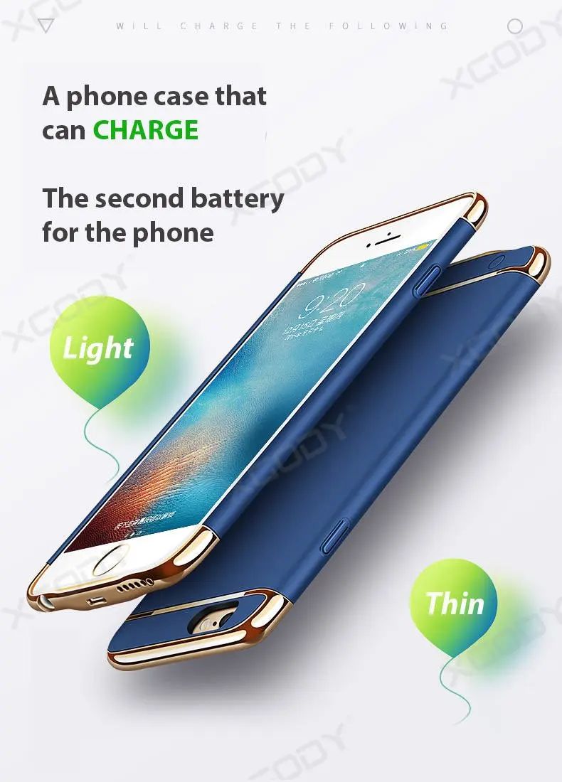 XGODY, чехол для зарядки аккумулятора для iphone 6, 6 S, 7, 8/Plus, 4000 мАч, внешний аккумулятор, чехол для iphone 4,7, 5,5