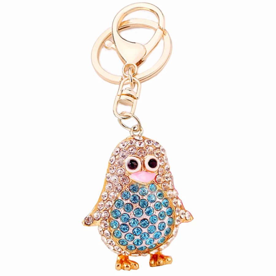 

Creative Rhinestone Penguin Bag Key Chain Ring Holder Fashion Charm Purse porte clef Keyring Keyfobs Jewelry Friends Gift R101