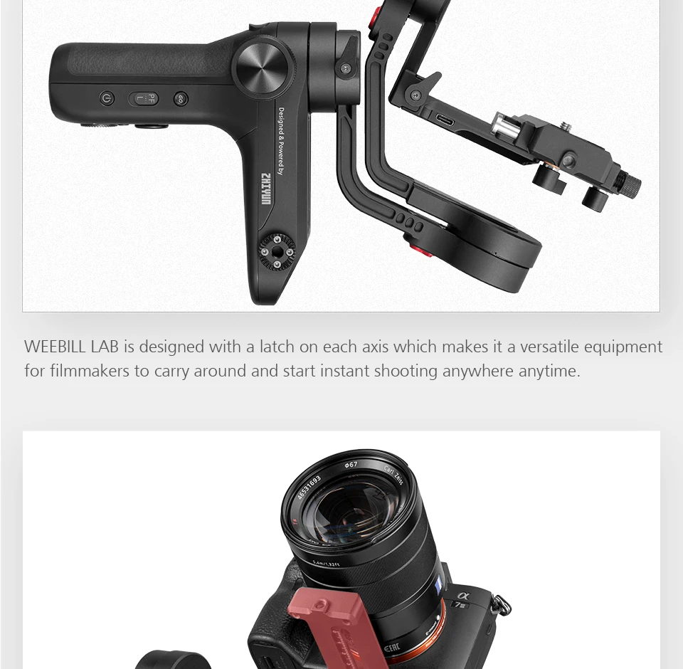 Zhiyun weebill лаборатории карданный 3-осевой ручной Беспроводной передачи изображения Для беззеркальных цифровых зеркальных фотокамер Камера стабилизатор PK DJI Ronin S MOZA