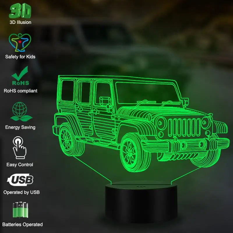 VCity 3D светодиодный ночной Светильник Крутой Джип автомобиля многоцветная