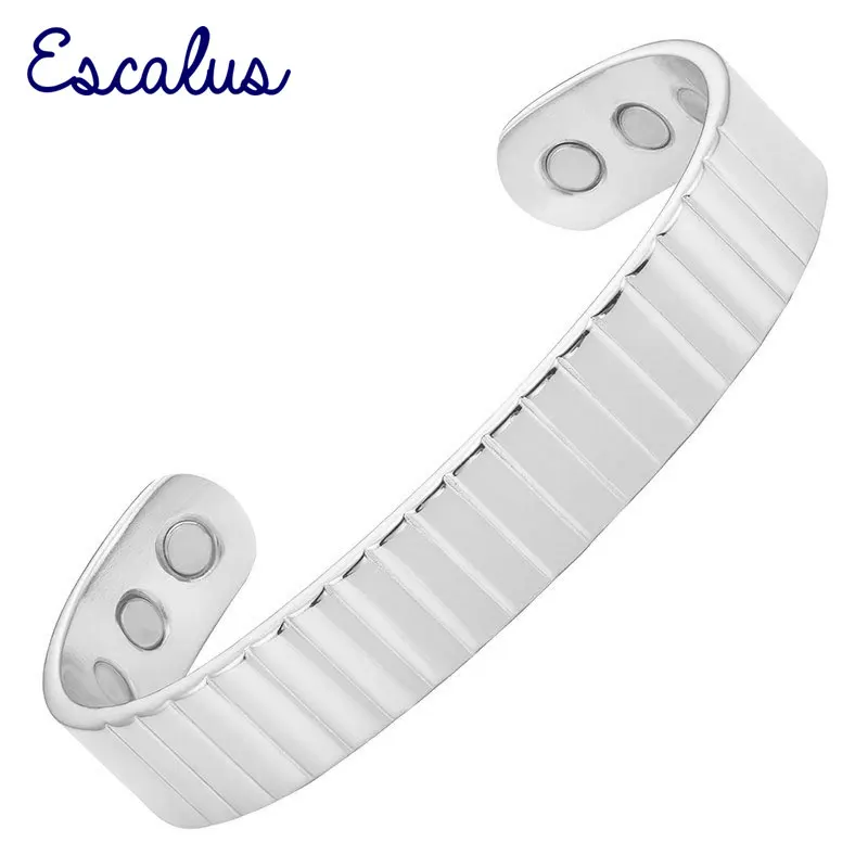 

Escalus Powerful Magnetic Pure Copper Shiny Silver Surface Women Charm Bracelet Men Jewelry Wristband