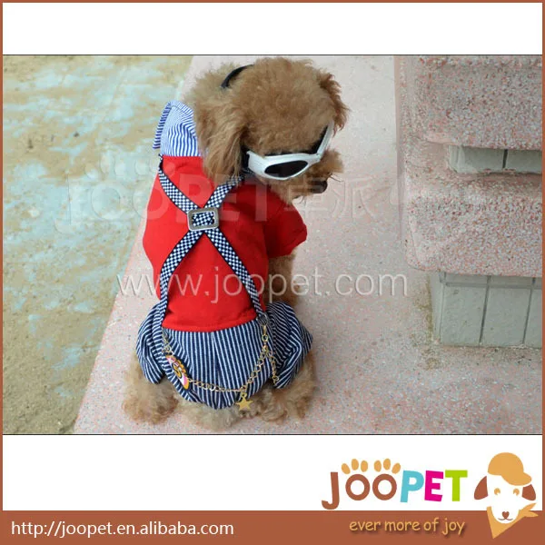 Мода красный 100% хлопок собака комбинезон полоса одежда для питомцев джинсы щенок