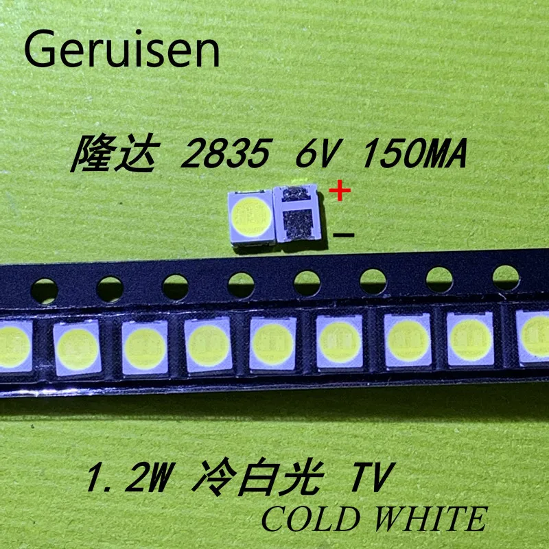 50 шт. LEXTAR 2835 3528 1210 6 в 1,2 Вт SMD светодиодный для ремонта ТВ ПОДСВЕТКА холодный белый ЖК-дисплей подсветка светодиодный