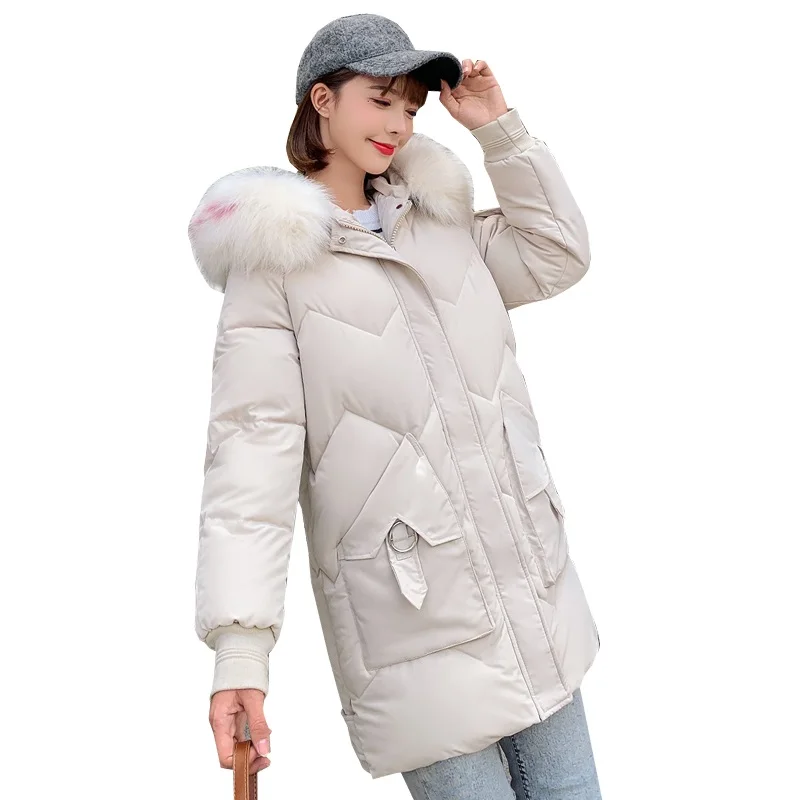2019 Faux Fur Parkas Women Down Jacket Plus Size Thicken Outerwear hooded Winter Coat Female Cotton padded | Женская одежда