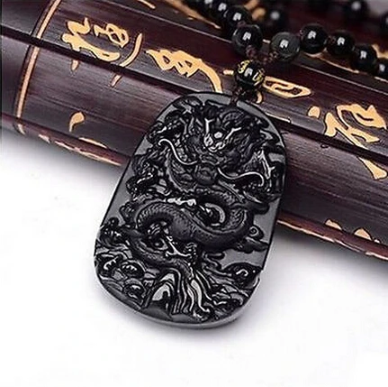 

NATURAL OBSIDIAN CRYSTAL PENDANT CARVING Dragon pendant