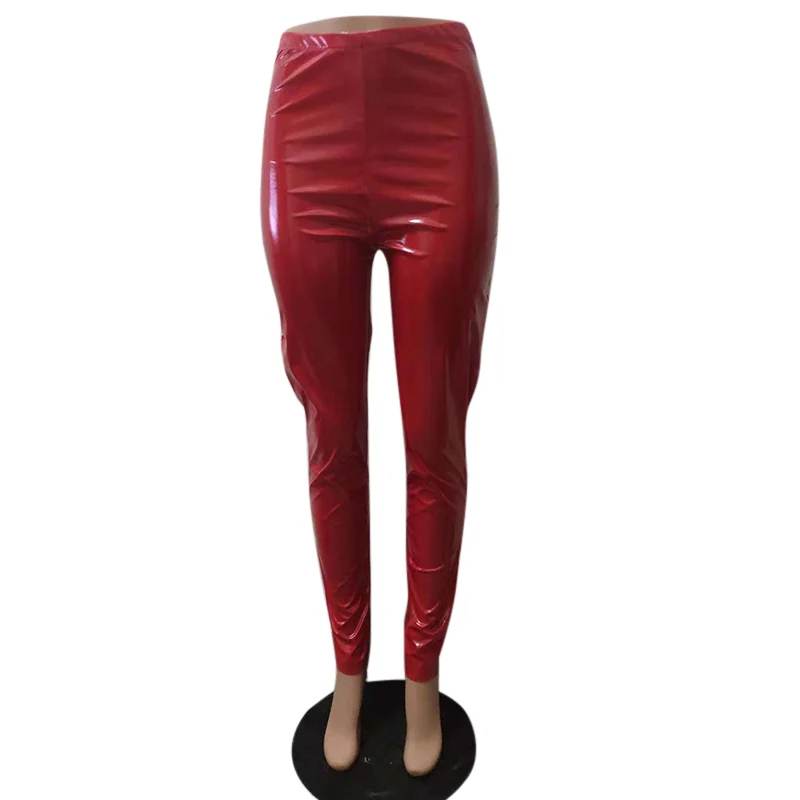 Женские брюки из ПУ кожи с высокой талией|Легинсы| |