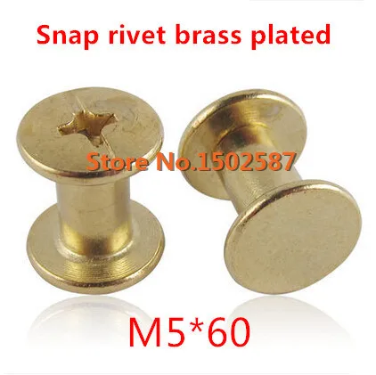 

50 Pieces/lot M5*60 Album Picture Book Screw Male-Female Snap Rivets Brass Plated