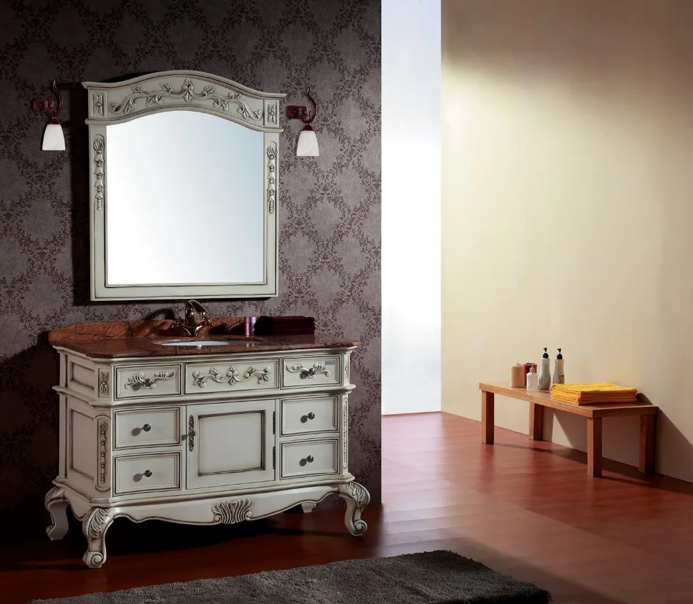 Шкаф для ванной комнаты из твердой древесины стоячий хранения раковины с