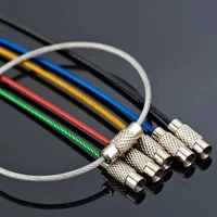 iridescent stainless steel wire ropes carbine key ring cables edc carabiner keychains men buckle holder keychain pendant j2535