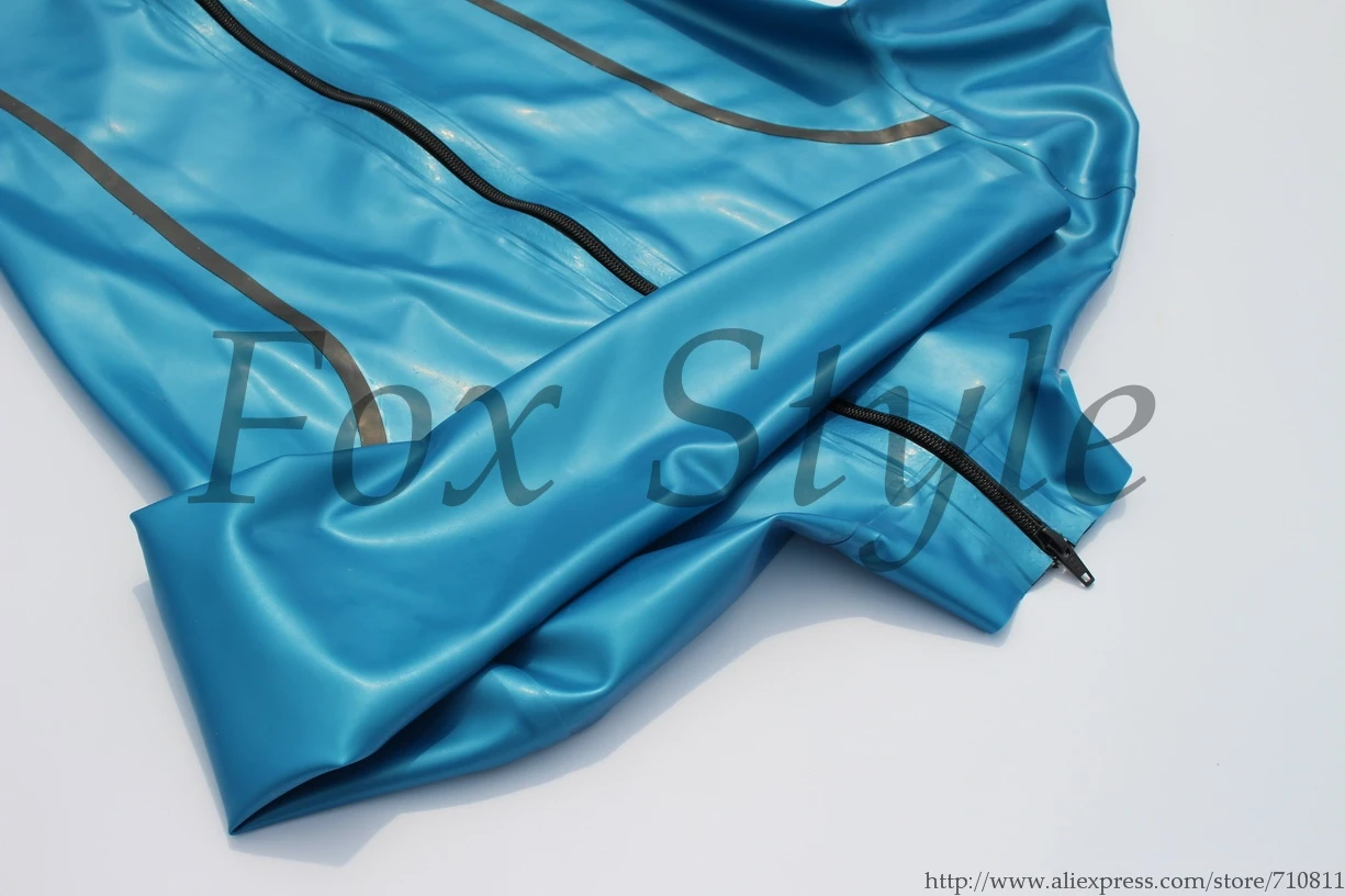 Metallic blue Сексуальная Дамская плотно соединенная одежда для близнецов натуральный резиновый латексный комбинезон синий металлик с перчатками другой цвет - Цвет: Metallic blue