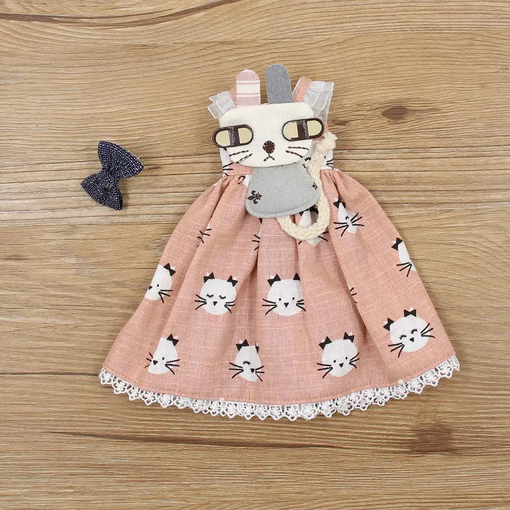 pink set Blyth 1/6 платье куклы со шпилькой розовый и зеленый Милая одежда прекрасный кот шаблон Девушка суставное тело bjd игрушка - Цвет: pink set
