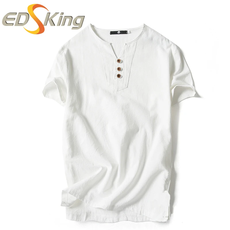 Новые летние мужские Лен с короткими рукавами Тонкий Crossfit футболки мужской