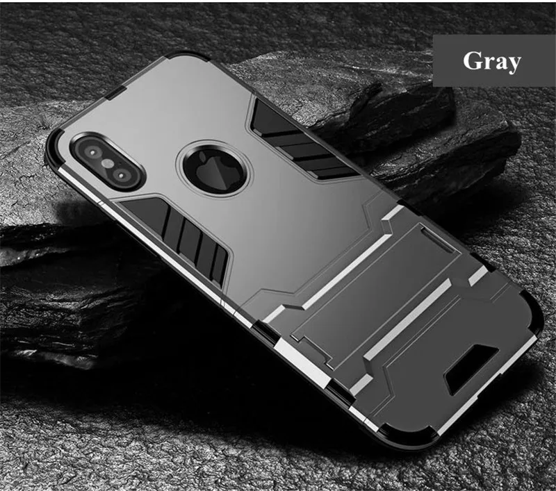 Чехлы для телефонов iPhone 5 5S 6 6 S Plus 7 8 Plus Гибридный противоударный Броня Прочный жесткий чехол для iPhone 8 X XR XS Max Stand Cover