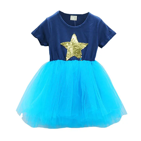 blue star Платье для маленьких девочек Новинка года, летняя детская одежда платья-пачки для новорожденных девочек на день рождения, детские платья принцессы - Цвет: blue star