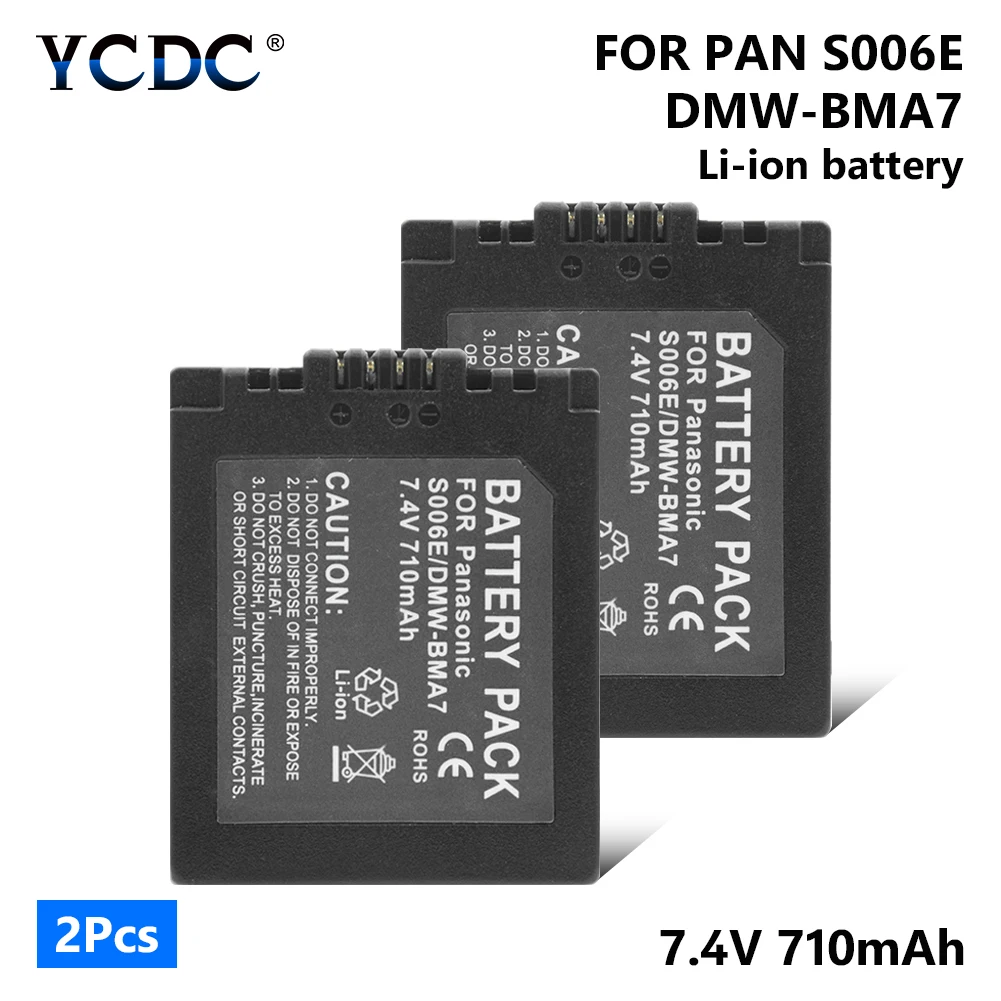 1/2 шт 7,4 V 710mAh литиево-ионная литий Батарея S006E CGR-S006E DMW-BMA7 для цифрового фотоаппарата Panasonic Lumix DMC-FZ7 DMC-FZ8 DMC-FZ18 DMC-FZ28 Камера