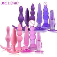 6pcsset soft silicone anal butt plug prostate massager dildo adult products anal plugs beads erotic sex toys for men women gay