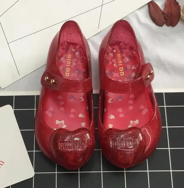 red Mini Melissa/3 цвета; детские сандалии с котами; прозрачные сандалии для девочек; коллекция года; Летние сандалии для девочек; пляжная обувь для малышей; 12-19 см - Цвет: red