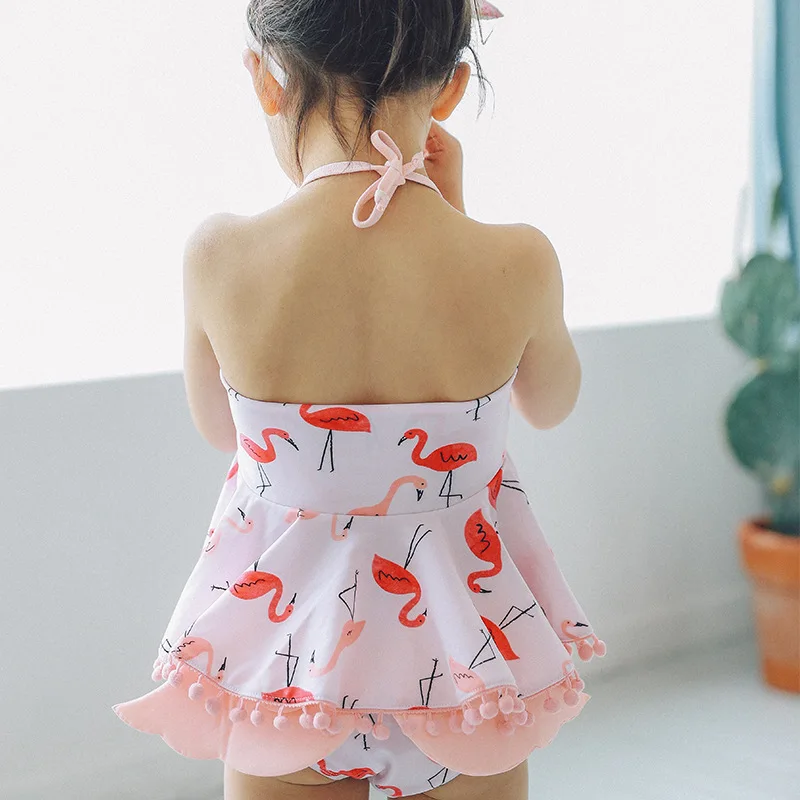 Детская одежда для плавания 2019 г. комплект бикини принцессы с фламинго маленьких