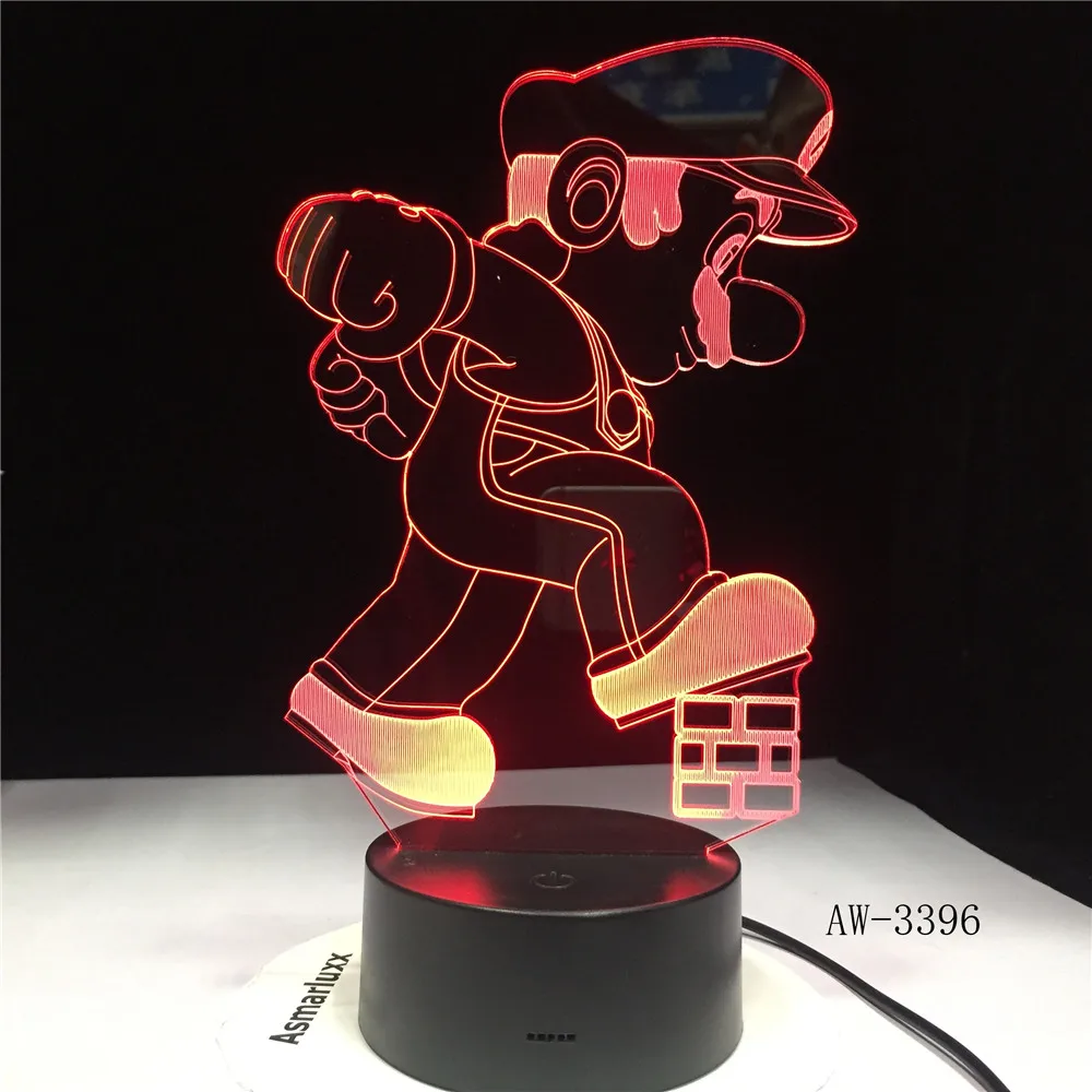 3D Светодиодная лампа в виде Марио USB мультяшная игра Супер акриловая новинка