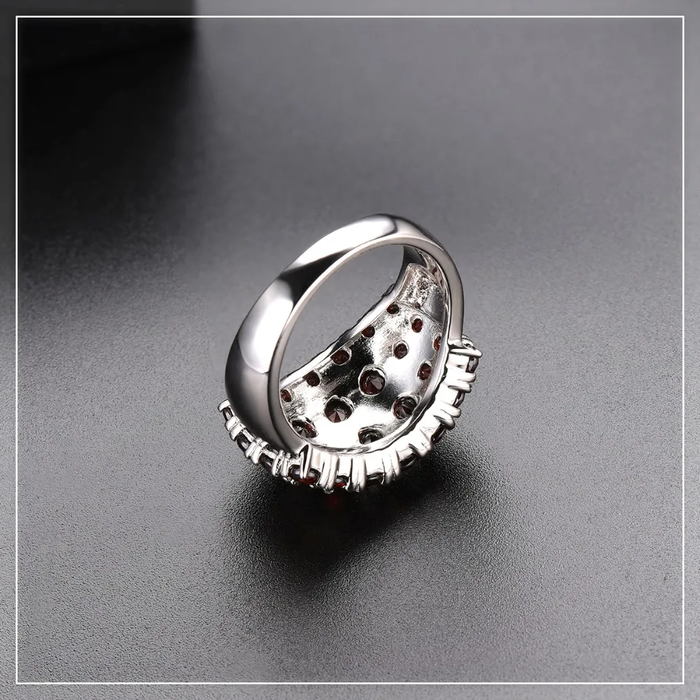 Hutang 4.56ct натуральный красный гранат обручальное кольцо 925 пробы серебро драгоценный камень Обручальные кольца Изысканные элегантные ювелирные изделия для женщин Новинка