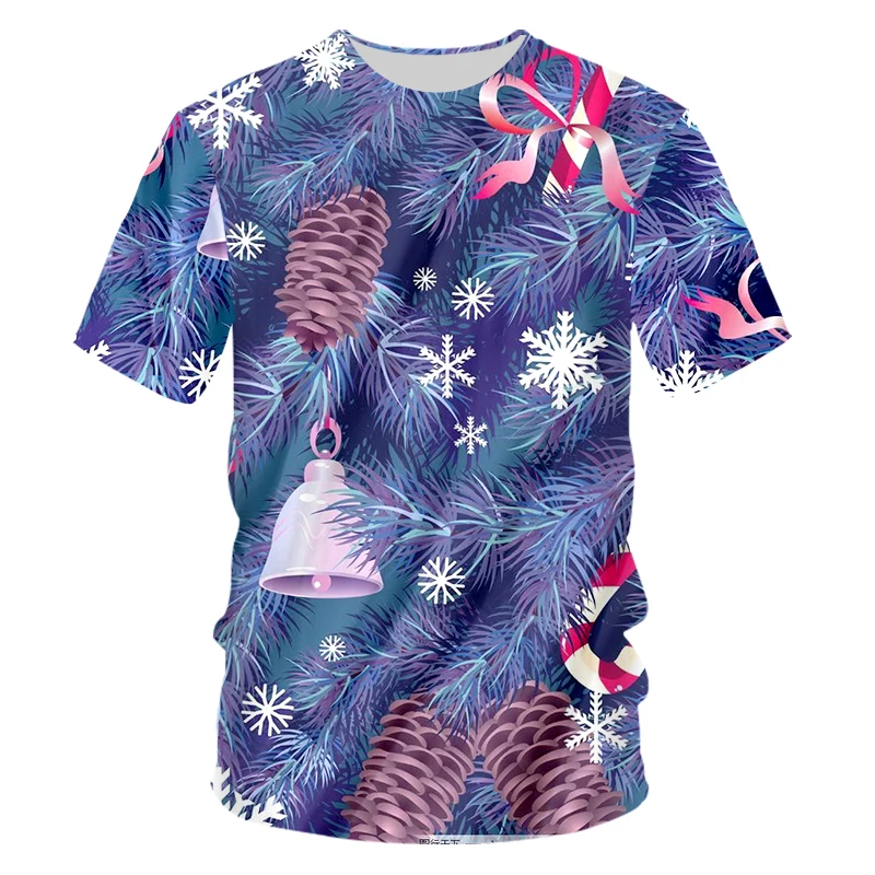 OGKB Men's New 3D Printed Santa Claus And Snowflake Best Selling T Shirt 6XL Personality Large Size Christmas O Neck Tshirt | Мужская