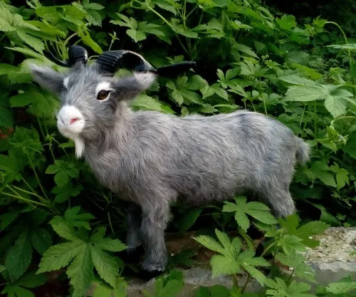 

large 37x26cm gray sheep, goat hard model toy,polyethylene&furs handmade craft,prop.home decoration,Xmas gift 0719