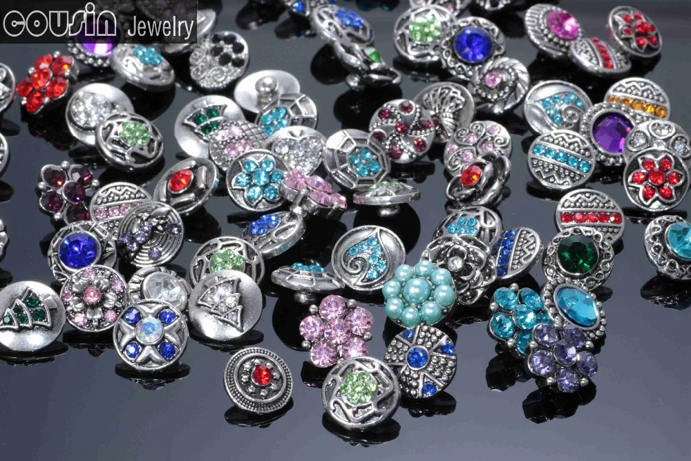 100 шт./лот высококачественные металлические кнопки 12 мм разных стилей