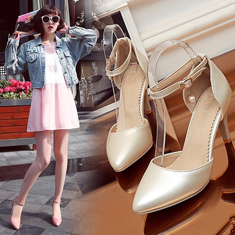 

The new summer sexy pointed-toe sandals with slim-heeled buckle