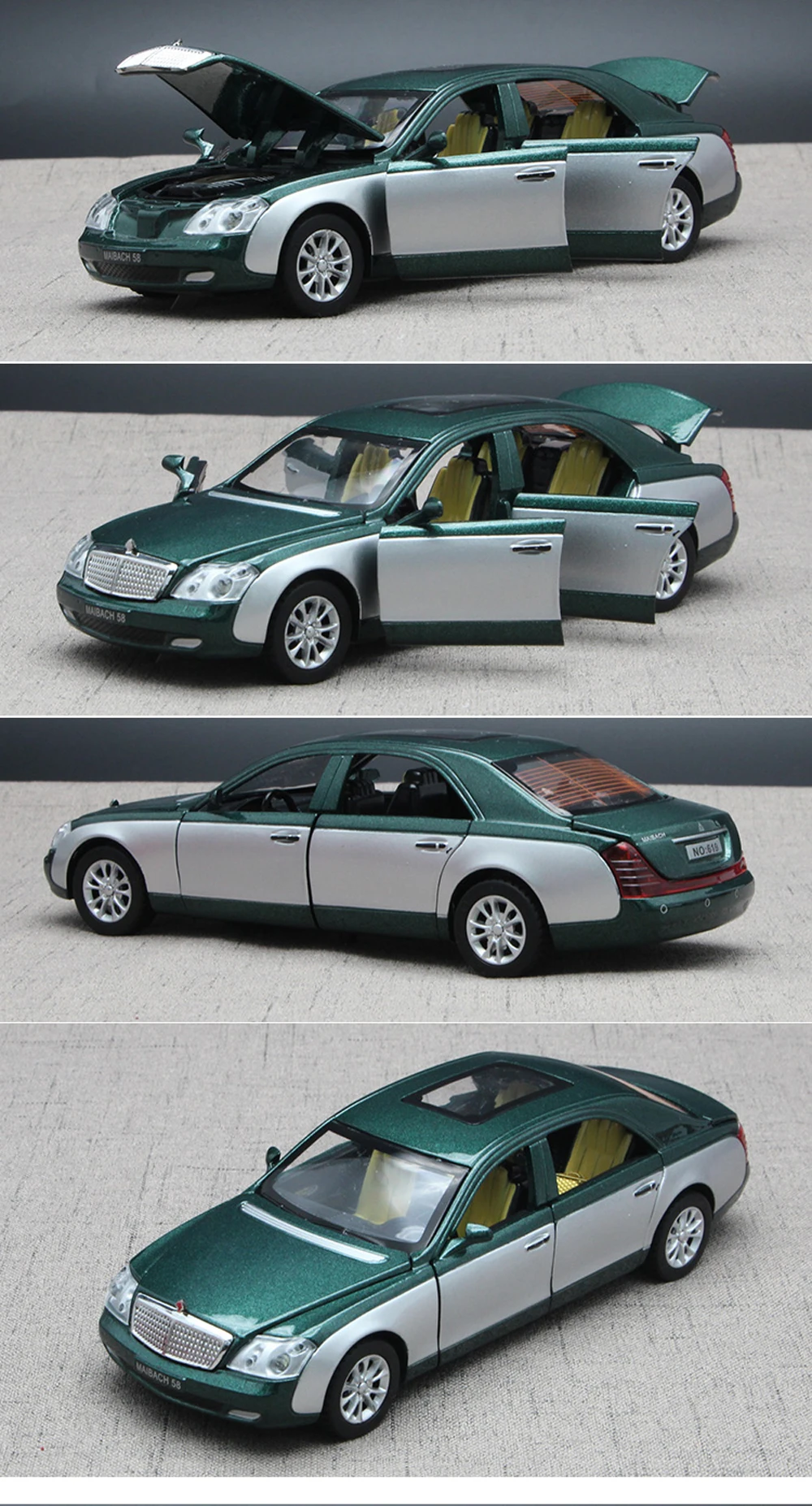 Maybach литой автомобиль, Реплика масштабная модель, 18 см игрушки для детей/мальчик с подарочной коробкой/с открывающимися дверцами/музыка/светильник/функция оттягивания