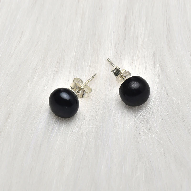 Wholesale Size For Black Pearls 10-11mm 925 Sterling Silver Making DIY Freshwater Earrings Elegant Women Gifts H582 | Украшения и